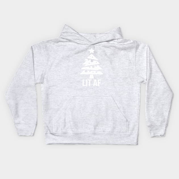 LIT AF | Funny Christmas Lights Humor Gift Idea Kids Hoodie by MerchMadness